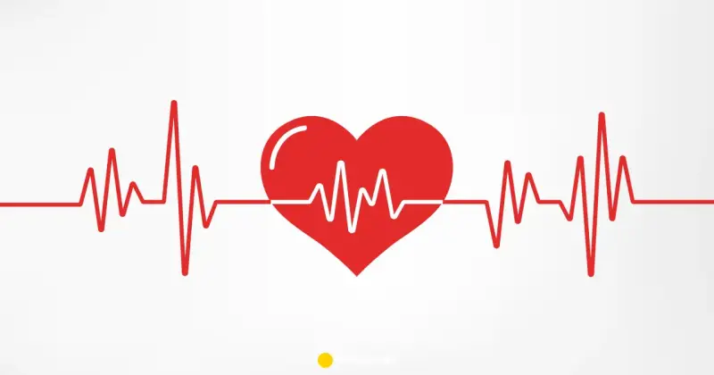 Czerwone serce z linią EKG, symbolizujące tętno 120.